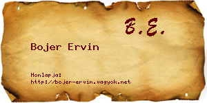 Bojer Ervin névjegykártya